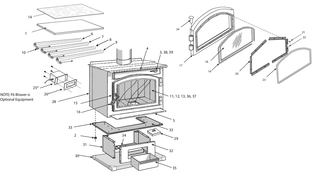 Diagram Diagram and Parts List for TR009  US Stove Company Heating Stove